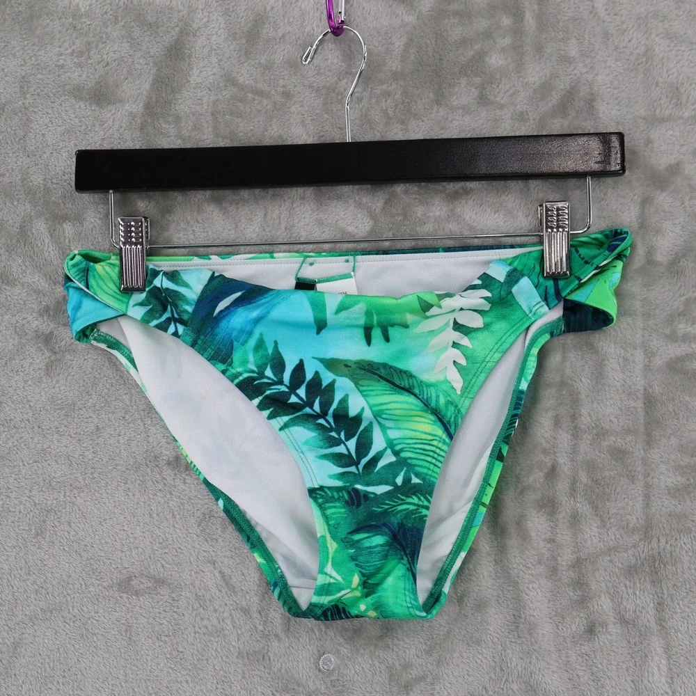 LRLRalph Lauren Twisted Bikini Bottom Women 6 Green Blue Tropical Palm Leaf‎ NWT